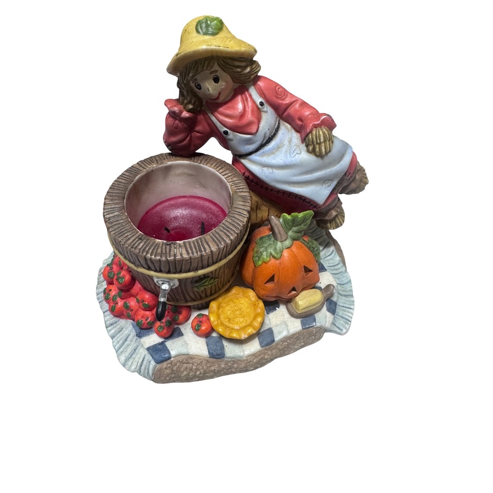 PartyLite Scarecrow Harvest Candle Holder Pumpkin Sunflower Fall Decor Vintage